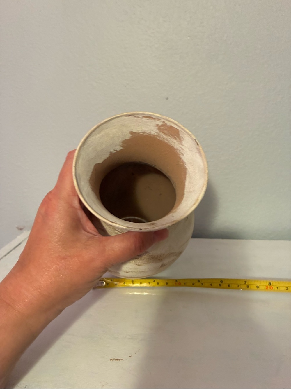 Textured Ceramic Vase in Cream and Brown - Picture 5 of 5